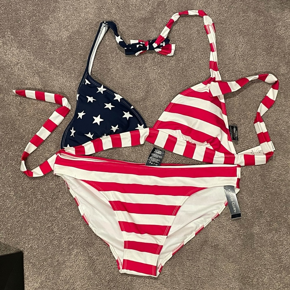 Women’s American Flag print bikini- size large